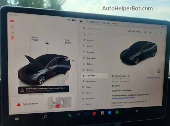 7SAYGDEE0PA040147 2023 TESLA MODEL Gray Vista del cuadro de instrumentos