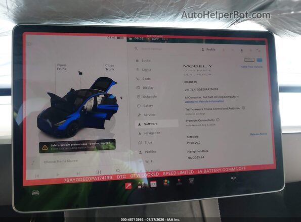 7SAYGDEE0PA174169 2023 TESLA MODEL Y Black Vista de los asientos traseros