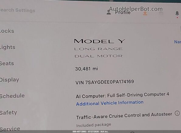 7SAYGDEE0PA174169 2023 TESLA MODEL Y Black 