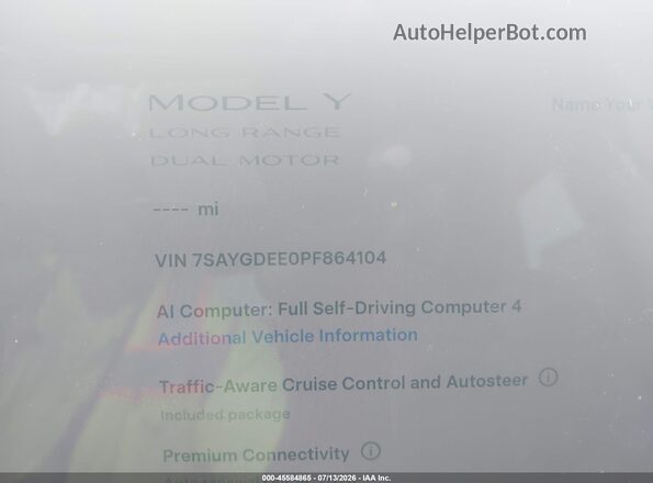 7SAYGDEE0PF864104 2023 TESLA MODEL Y Blue Vista de los asientos traseros