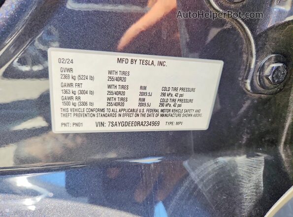 7SAYGDEE0RA234969 2024 TESLA MODEL Угольный Панорамный вид салона 360°