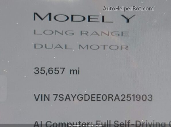 7SAYGDEE0RA251903 2024 TESLA MODEL Y Blue 