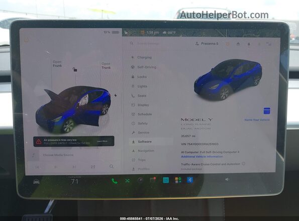 7SAYGDEE0RA251903 2024 TESLA MODEL Y Blue 