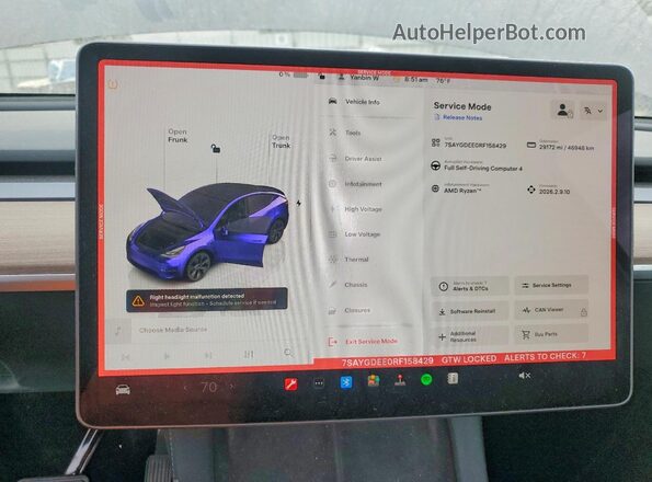 7SAYGDEE0RF158429 2024 TESLA MODEL Gray Вид щитка приладів