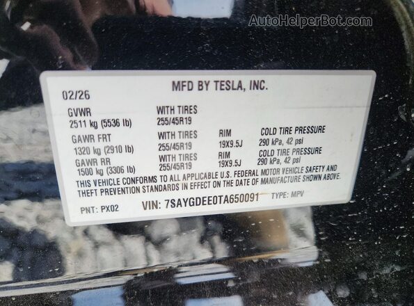 7SAYGDEE0TA650091 2026 TESLA MODEL Black Շարժիչի բաժամունքի տեսք
