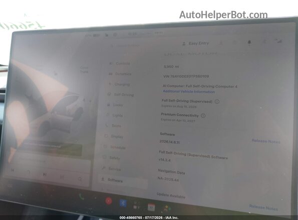 7SAYGDEE0TF580109 2026 TESLA MODEL Y Gray 