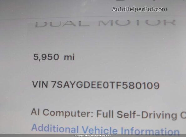 7SAYGDEE0TF580109 2026 TESLA MODEL Y Gray 