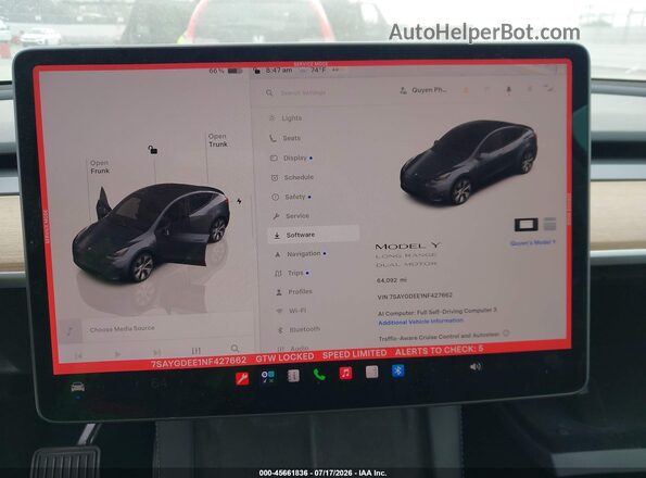 7SAYGDEE1NF427662 2022 TESLA MODEL Y Gray 