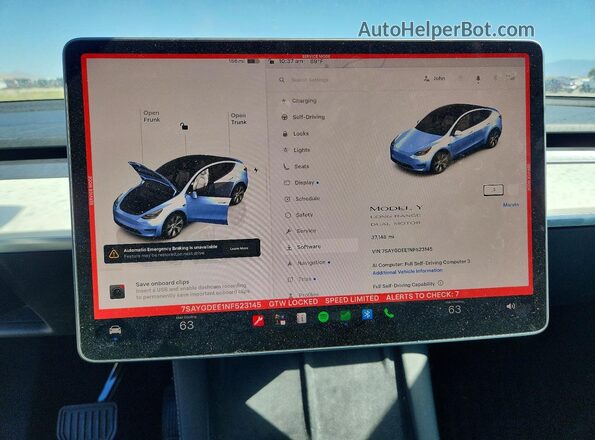 7SAYGDEE1NF523145 2022 TESLA MODEL Белый Вид щитка приборов
