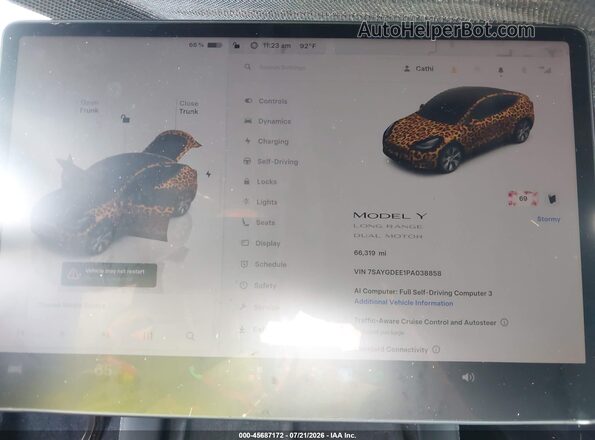 7SAYGDEE1PA038858 2023 TESLA MODEL Y Серый Вид задних сидений