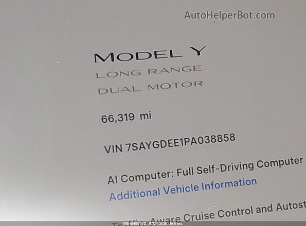 7SAYGDEE1PA038858 2023 TESLA MODEL Y Серый Вид задней части салона