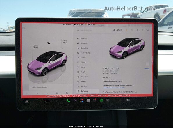 7SAYGDEE1PA094752 2023 TESLA MODEL Y Белый Вид задних сидений