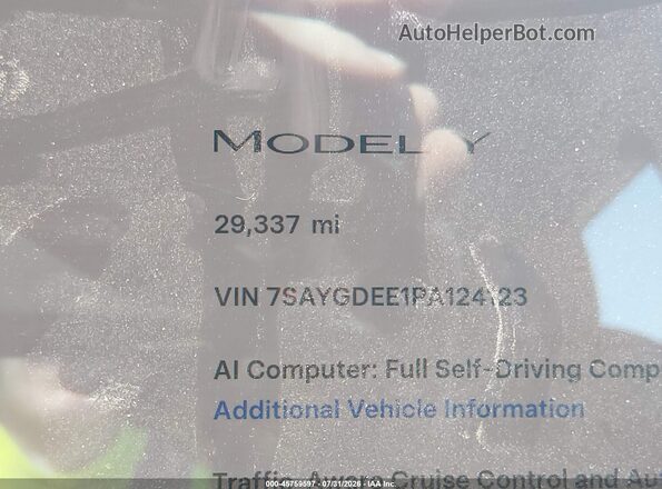 7SAYGDEE1PA124123 2023 TESLA MODEL Y White 