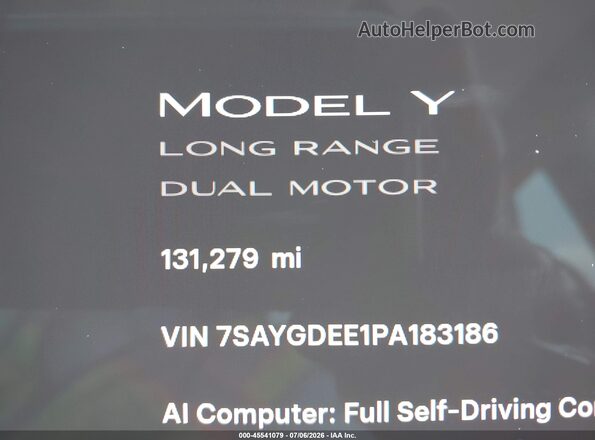 7SAYGDEE1PA183186 2023 TESLA MODEL Y Black 