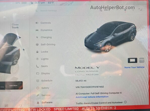 7SAYGDEE1PA197492 2023 TESLA MODEL Gray Вид щитка приладів
