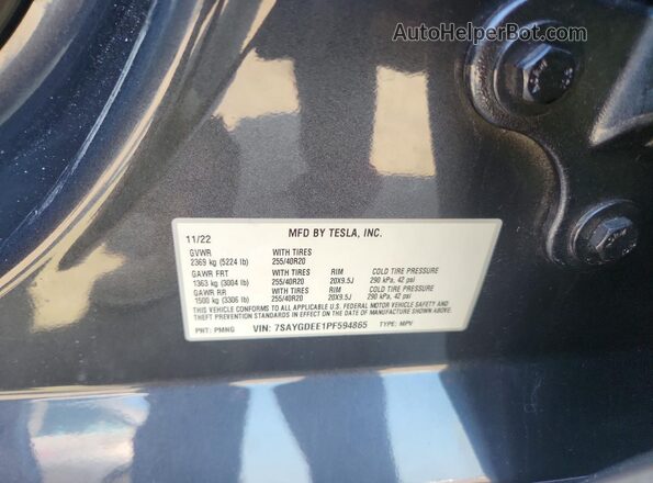 7SAYGDEE1PF594865 2023 TESLA MODEL Gray ძრავის განყოფილების ხედი