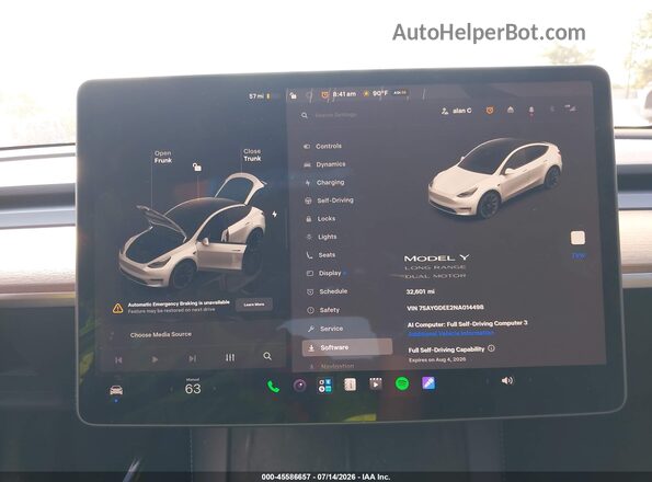 7SAYGDEE2NA014498 2022 TESLA MODEL Y White Rear seats view