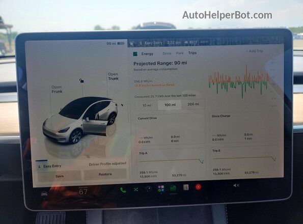 7SAYGDEE2NF365429 2022 TESLA MODEL White Вид щитка приладів