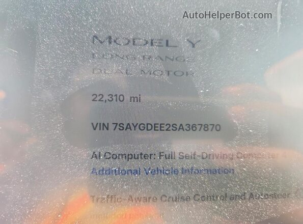 7SAYGDEE2SA367870 2025 TESLA MODEL Black ხელსაწყოთა პანელის ხედი