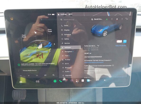 7SAYGDEE3PA090525 2023 TESLA MODEL Y Синий Вид задних сидений