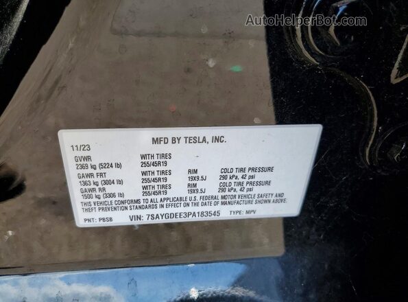 7SAYGDEE3PA183545 2023 TESLA MODEL Black Շարժիչի բաժամունքի տեսք