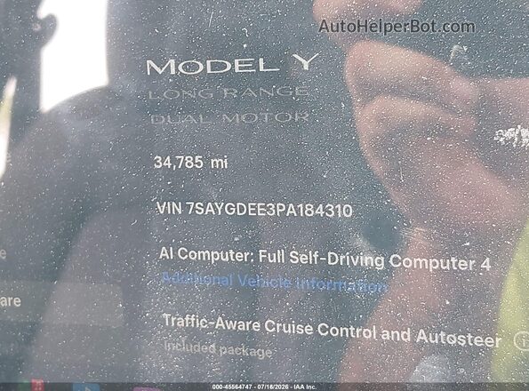 7SAYGDEE3PA184310 2023 TESLA MODEL Y Серый Вид задних сидений