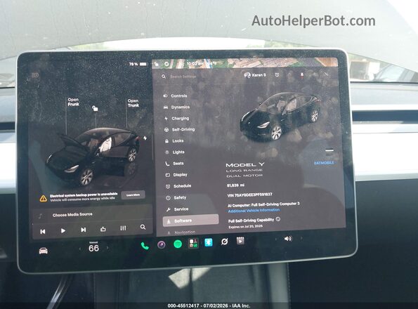7SAYGDEE3PF591837 2023 TESLA MODEL Y Black Հետևի նստատեղերի տեսք