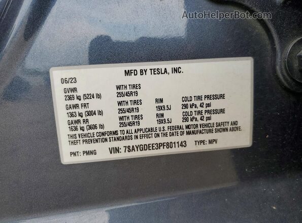 7SAYGDEE3PF801143 2023 TESLA MODEL Угольный Вид подкапотного пространства