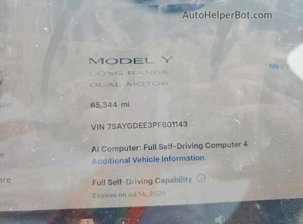 7SAYGDEE3PF801143 2023 TESLA MODEL Угольный Вид щитка приборов