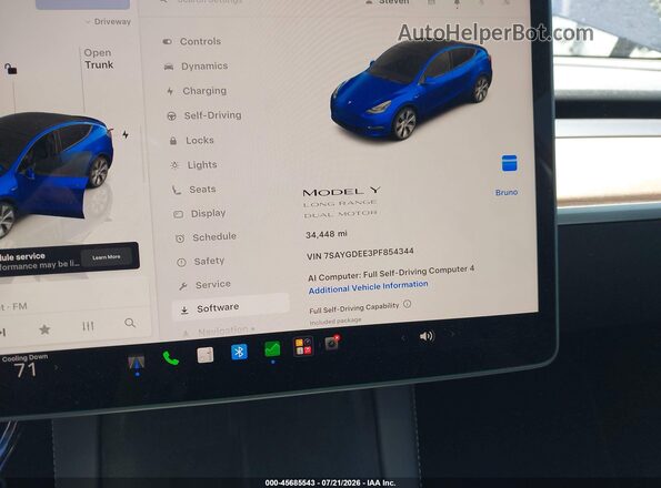 7SAYGDEE3PF854344 2023 TESLA MODEL Y Dark Blue Вид задніх сидінь