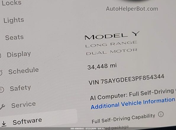 7SAYGDEE3PF854344 2023 TESLA MODEL Y Dark Blue 