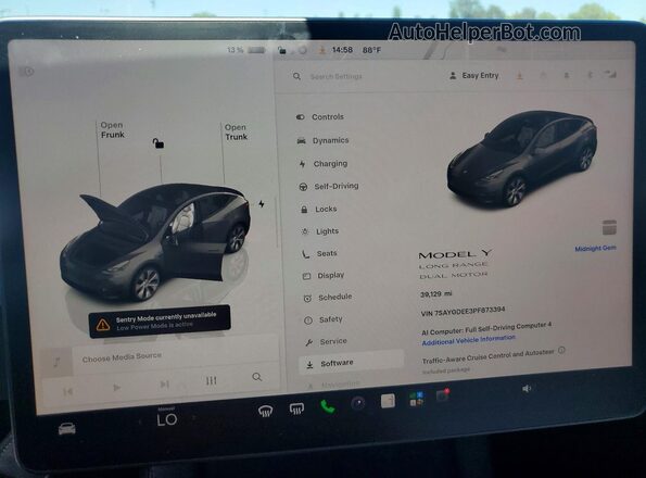 7SAYGDEE3PF873394 2023 TESLA MODEL Gray Vista del cuadro de instrumentos