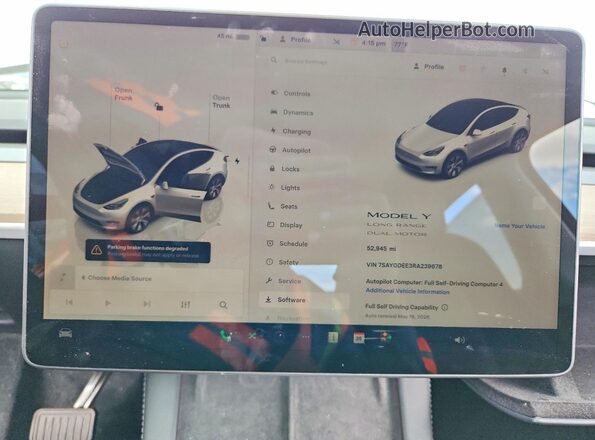 7SAYGDEE3RA239678 2024 TESLA MODEL Белый Вид щитка приборов