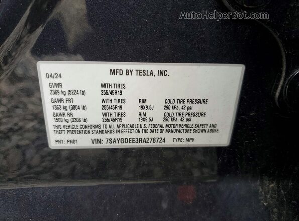 7SAYGDEE3RA278724 2024 TESLA MODEL Gray Շարժիչի բաժամունքի տեսք