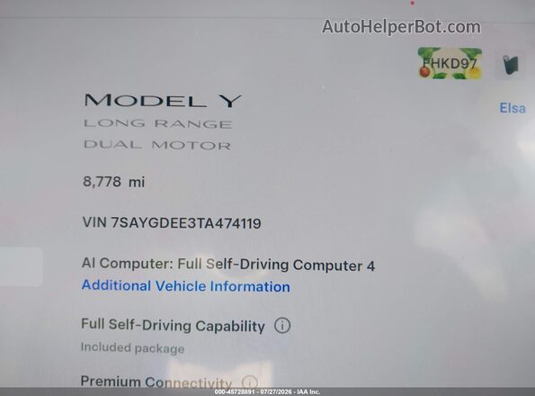 7SAYGDEE3TA474119 2026 TESLA MODEL Y Red Rear seats view