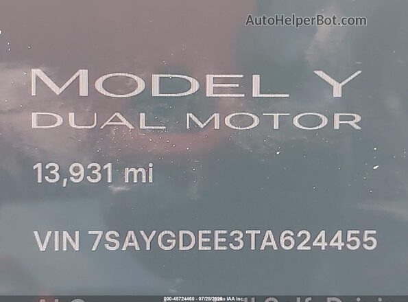 7SAYGDEE3TA624455 2026 TESLA MODEL Y Red 