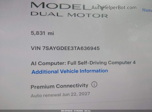 7SAYGDEE3TA636945 2026 TESLA MODEL Y Gray 