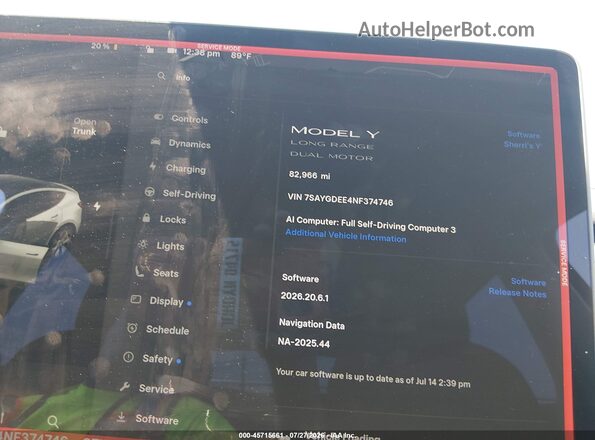 7SAYGDEE4NF374746 2022 TESLA MODEL Y White Հետևի նստատեղերի տեսք