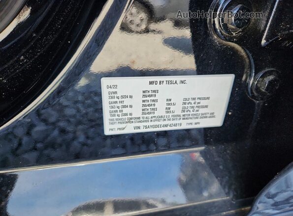 7SAYGDEE4NF424819 2022 TESLA MODEL Черный Вид подкапотного пространства