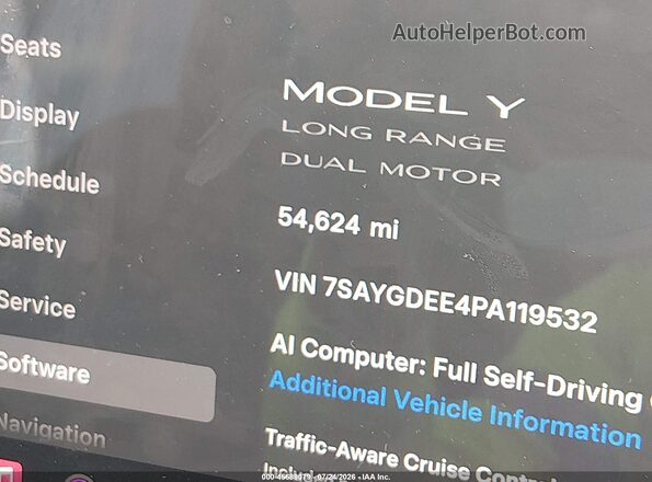 7SAYGDEE4PA119532 2023 TESLA MODEL Y White Vista interior de 360 grados