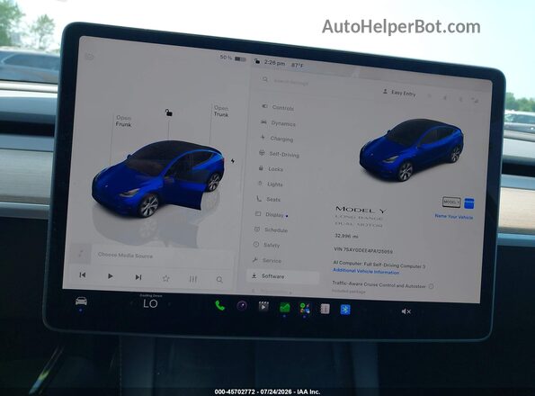 7SAYGDEE4PA125959 2023 TESLA MODEL Y Dark Blue Вид задніх сидінь