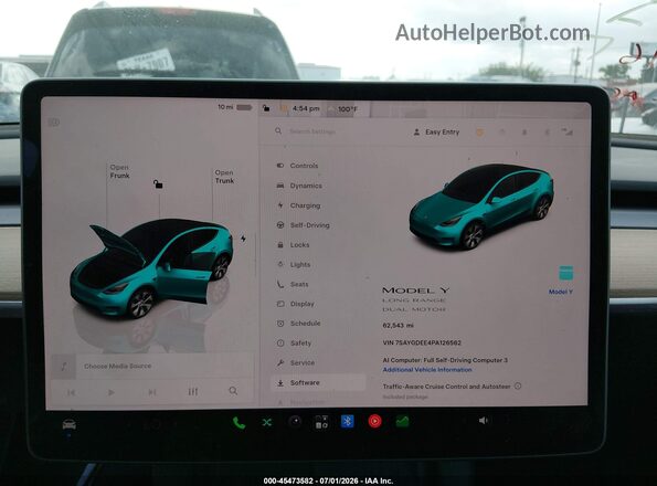 7SAYGDEE4PA126562 2023 TESLA MODEL Y White უკანა სავარძლების ხედი