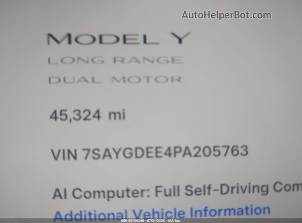 7SAYGDEE4PA205763 2023 TESLA MODEL Y Gray 