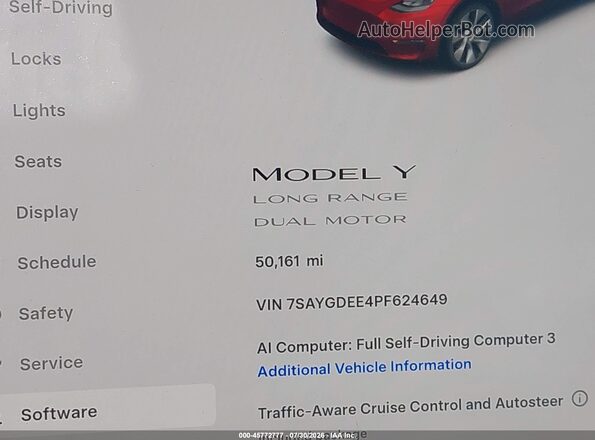 7SAYGDEE4PF624649 2023 TESLA MODEL Y Red 