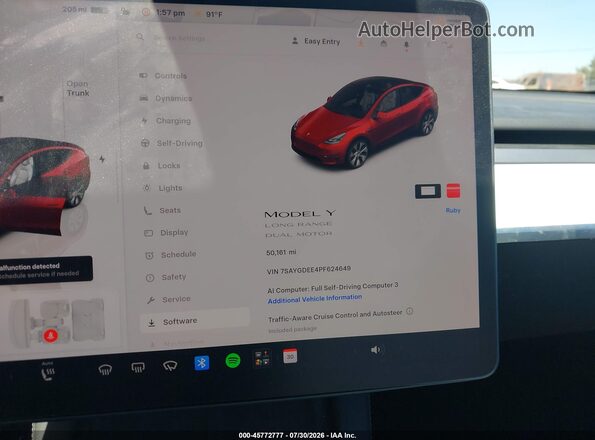 7SAYGDEE4PF624649 2023 TESLA MODEL Y Red Rear seats view