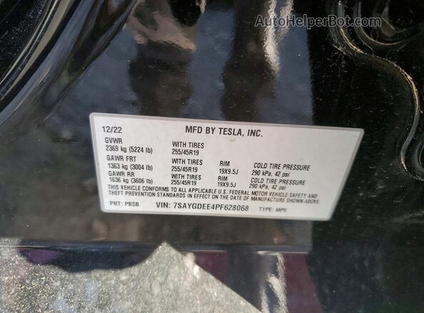 7SAYGDEE4PF628068 2023 TESLA MODEL Black Շարժիչի բաժամունքի տեսք
