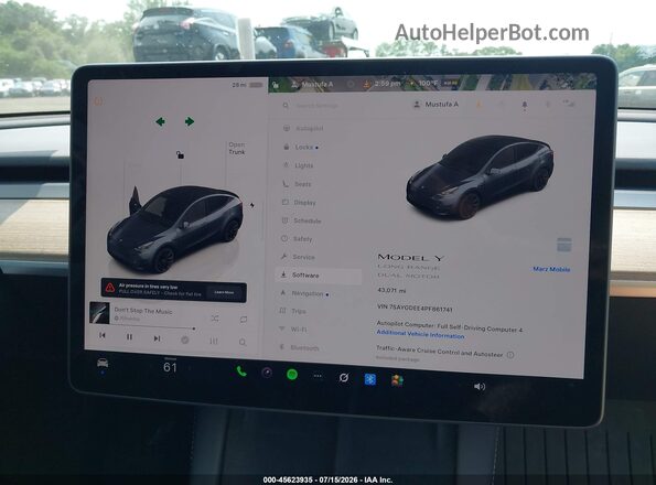 7SAYGDEE4PF861741 2023 TESLA MODEL Y Серый Вид задних сидений