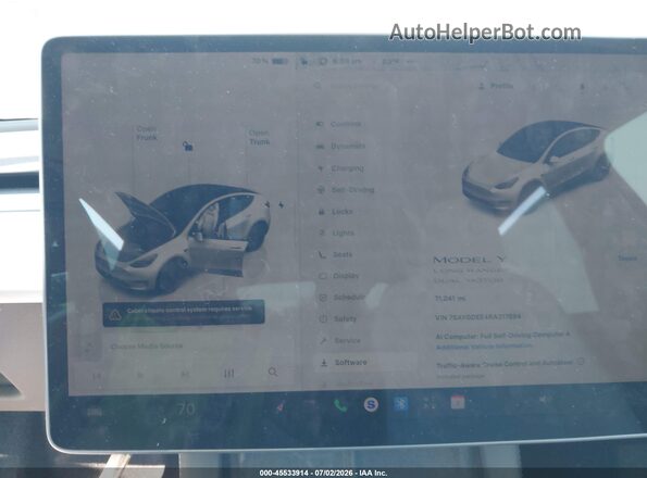 7SAYGDEE4RA317594 2024 TESLA MODEL Y White Вид задніх сидінь