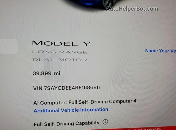 7SAYGDEE4RF168686 2024 TESLA MODEL Синий Вид щитка приборов
