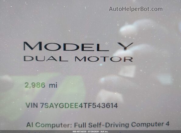 7SAYGDEE4TF543614 2026 TESLA MODEL Y Black 